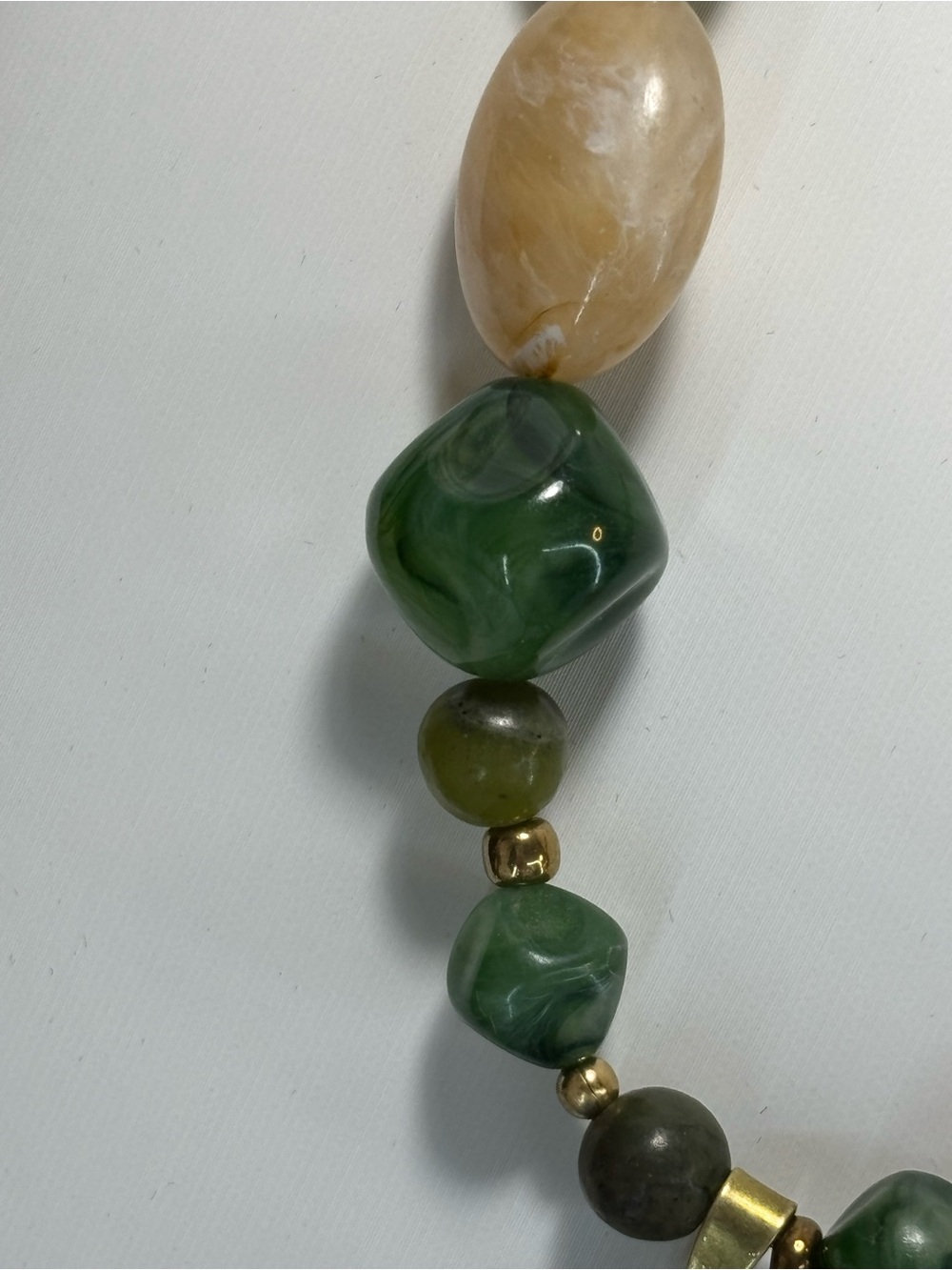 “Verdant Hex”-Green Aventurine Gemstone,Mossy Green Stones,Vintage Acrylic,Amber - Picture 4 of 7